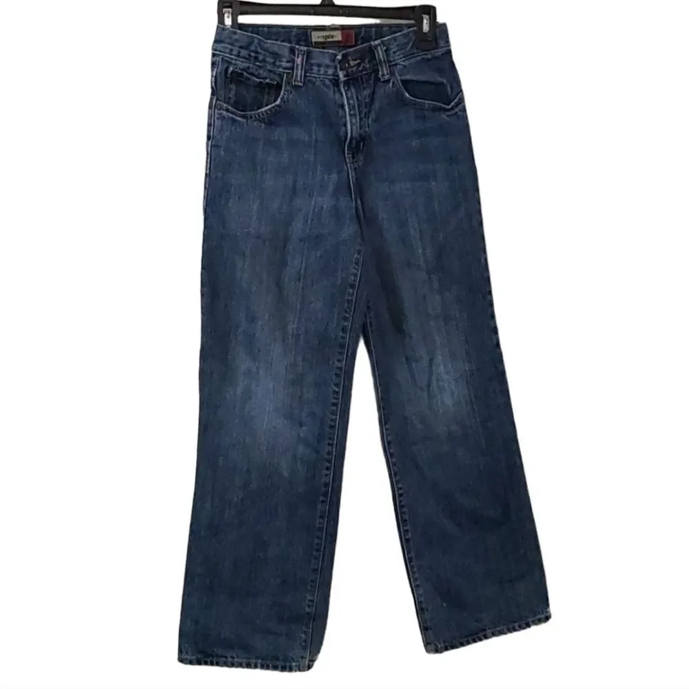 Old Navy Boys 12 Straight Leg Jeans Adjustable Waist Medium Wash Denim Everyday